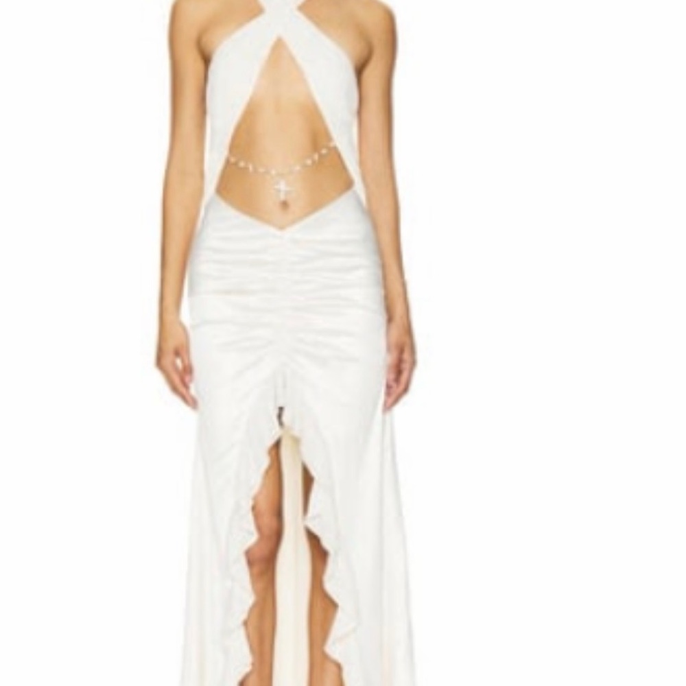 Chic Backless White Halter Dress